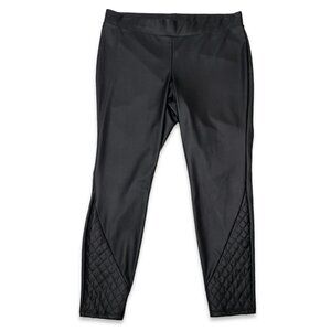 Torrid‎ Platinum Faux Leather Quilted Hem Leggings Womens 2X Black High Rise